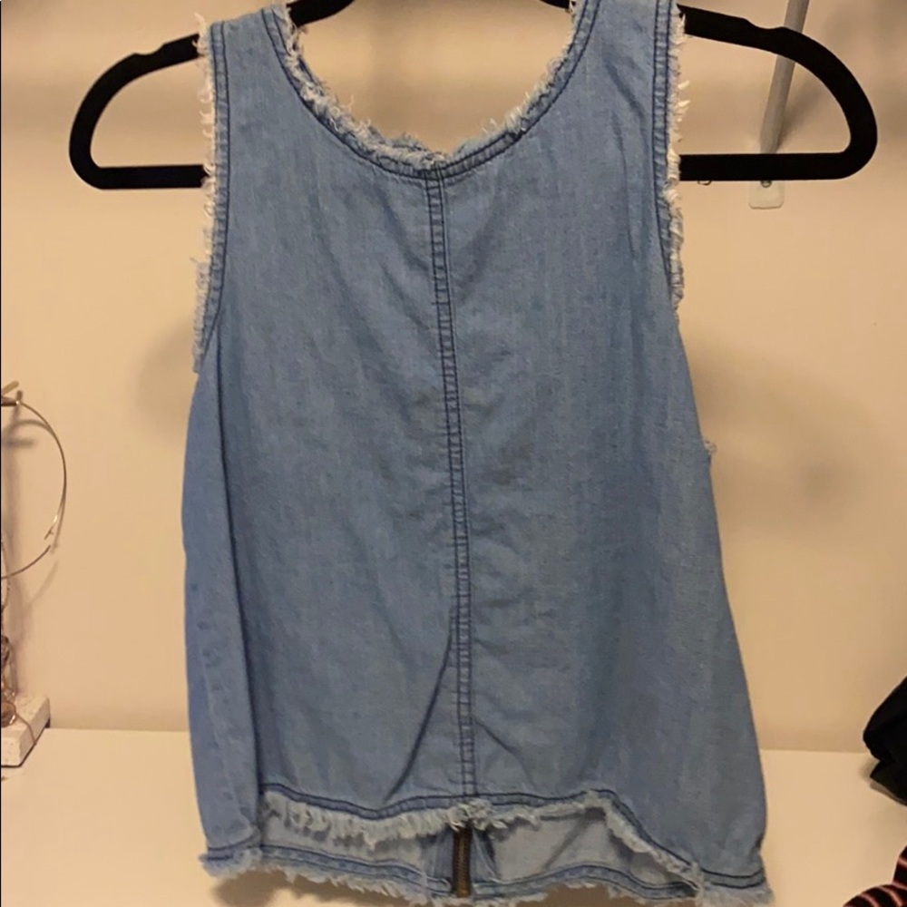 Zipper back jean top